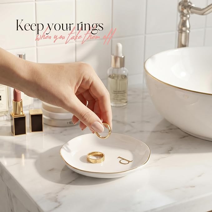 Ceramic Jewelry Tray, Personalized Initial Jewelry Dish - Image 5