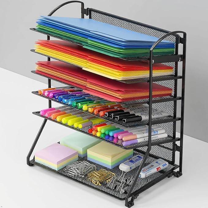 Simple Houseware 6-Tier Sliding File Organizer, Desk Letter Tray - Image 7