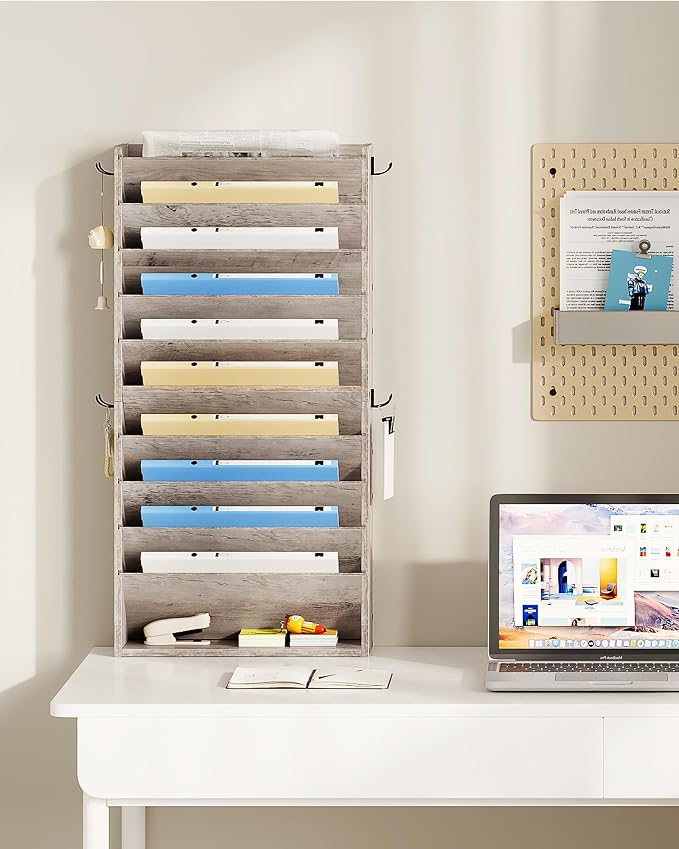 CHOEZON Wall File Organizer, 10-Tier Hanging Mail Organizer, Wall Mount File - Image 7