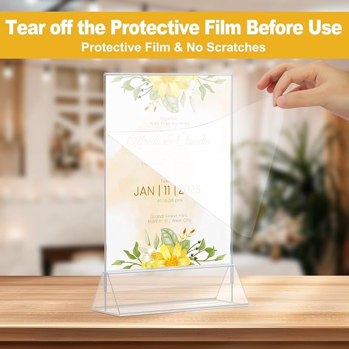 EHWINE 8 Pack Acrylic Sign Holder 8.5 x 11, Double Sided Clear Picture Frame - Image 2