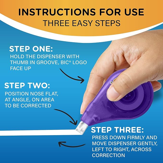 BIC WOTAPP418 Wite-Out EZ Correct Correction Tape, Non-Refillable, 1/6-Inch x - Image 7