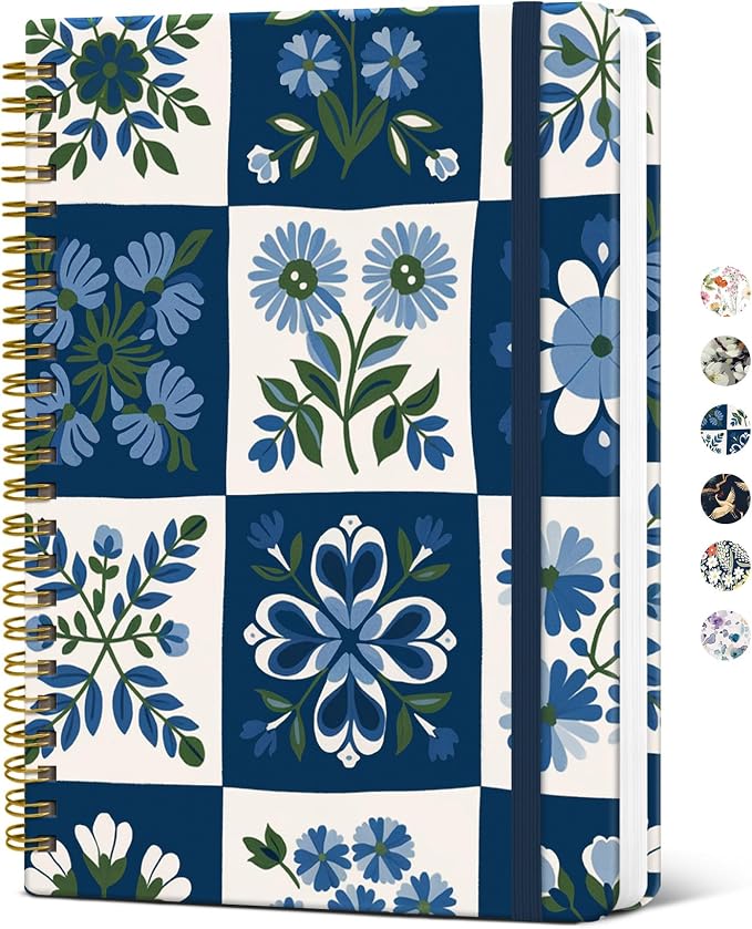 Taja Spiral Journal Notebook for Women, Pretty Hardcover Lined Notebook for by Taja