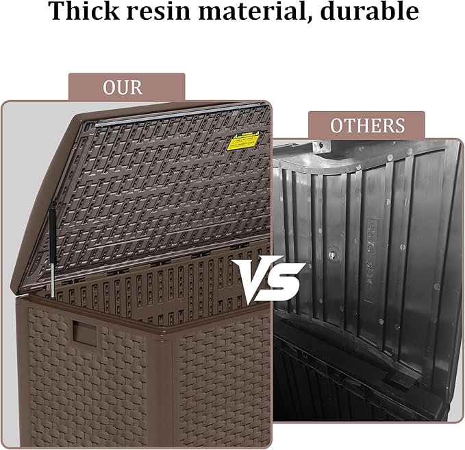 180 Pro Gallon Waterproof Outdoor Storage Bin Resin Deck Box for Patio, Poolside, and Garden, Lockable & UV-Resistant, Brown-DeskLoop Office