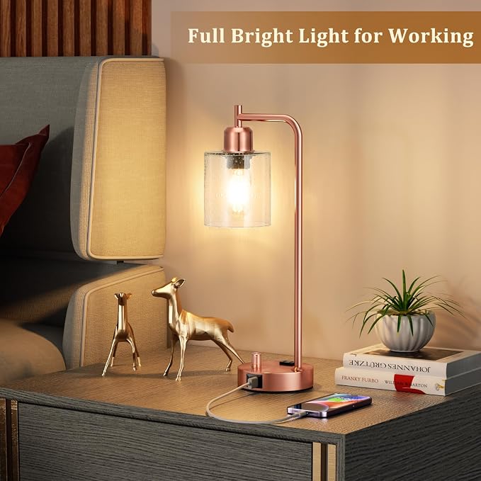 Innqoo Copper Industrial Bedside Table Lamp - Image 5