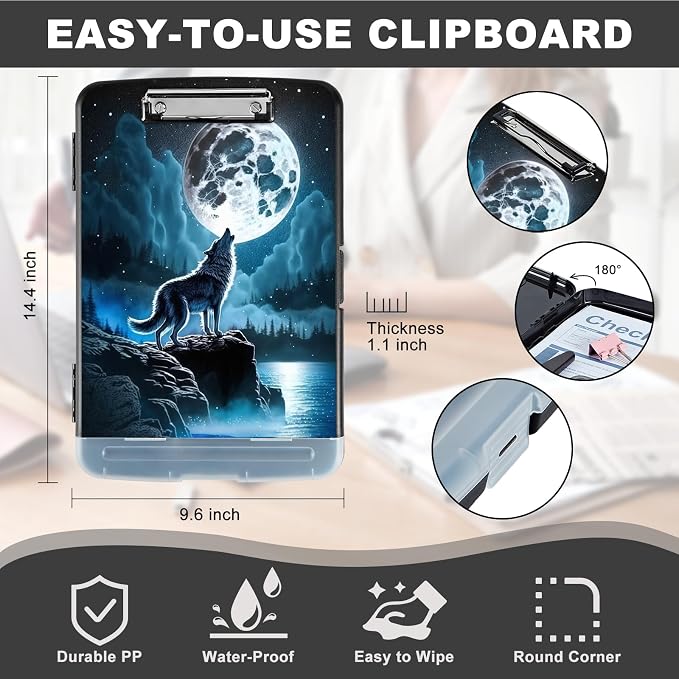Clipboard with Storage, Heavy Duty Plastic Storage Clipboard with Low Profile - Image 3