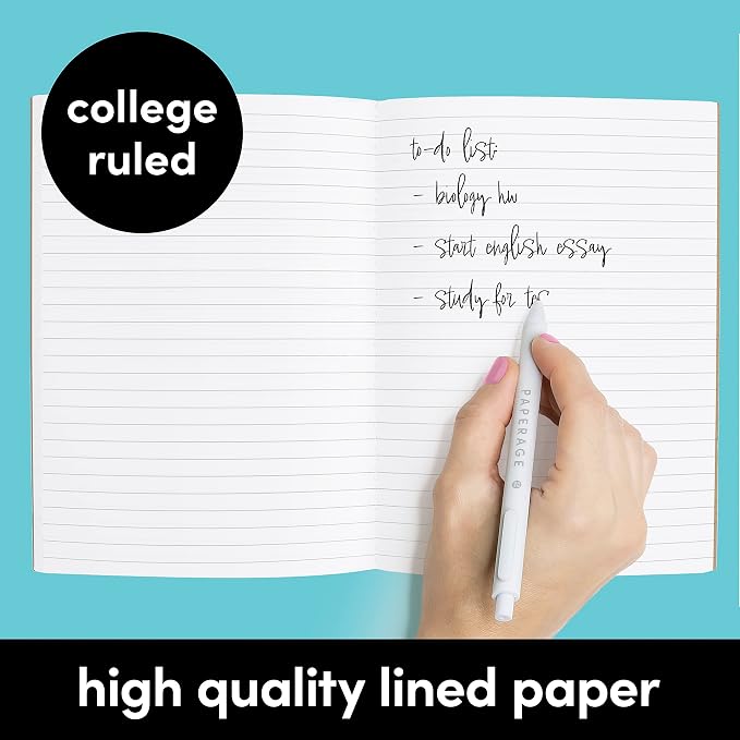 PAPERAGE 6-Pack Composition Notebook Journals, 120 Pages, Kraft Cover - Image 4