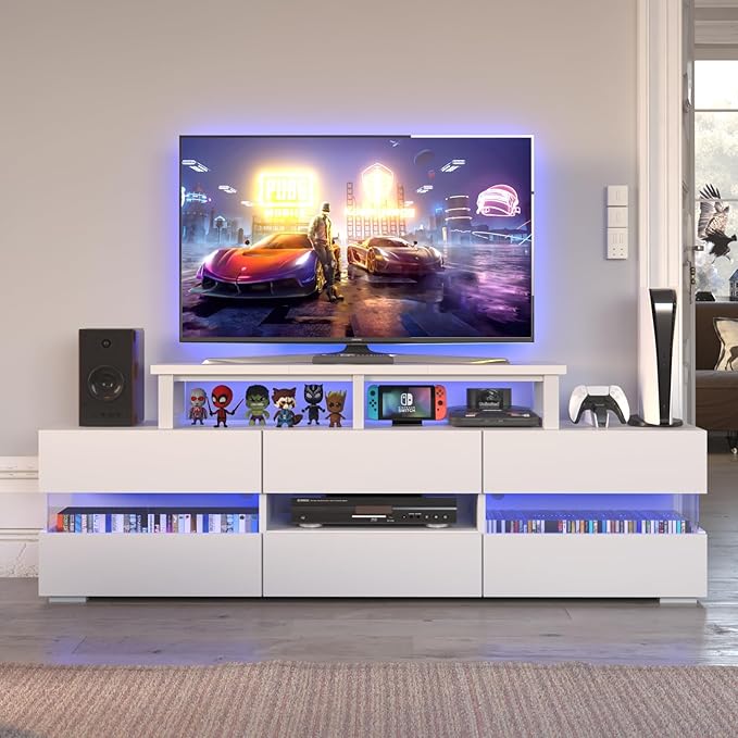 45" Large TV Riser for 32-60 inch TV, TV Riser Stand Shelf with Steel Legs, Tabletop TV Stand Riser for Home Office,White-DeskLoop Office