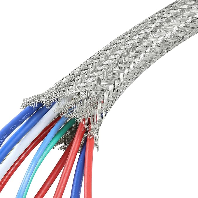 Tinned Copper Braid Wire Shielding Ground Strap Metal Cable Sleeve Expandable by BuyUneed
