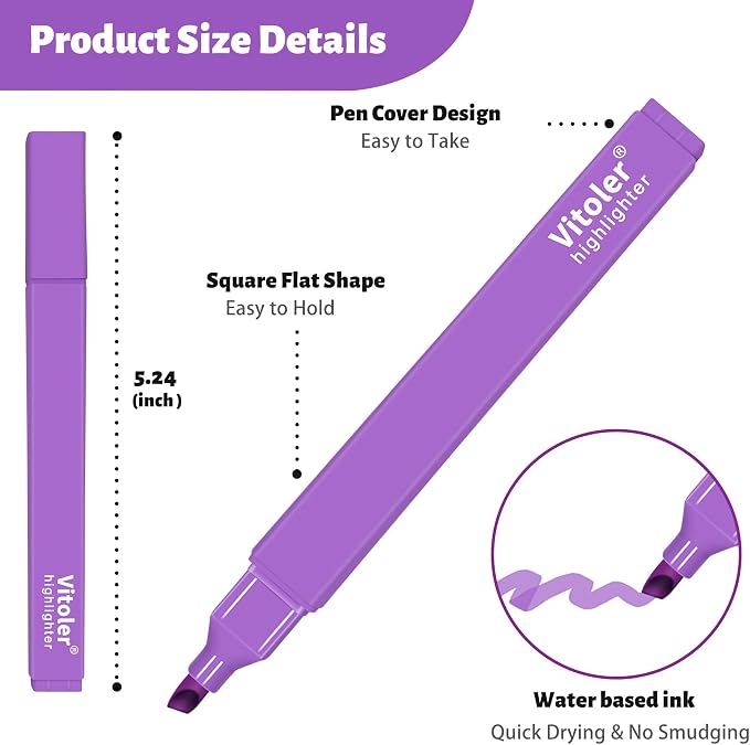 Piochoo Highlighters, Chisel Tip Book Highlighter, Cute Pens - Image 2