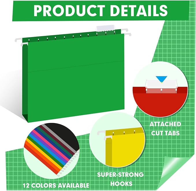 HERKKA Extra Capacity Hanging File Folders, 60 Pack Reinforced Letter Size - Image 5