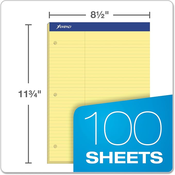 Ampad 20245 Double Sheets Pad, Law Rule, 8 1/2 x 11 3/4, 100 Sheets - Image 3