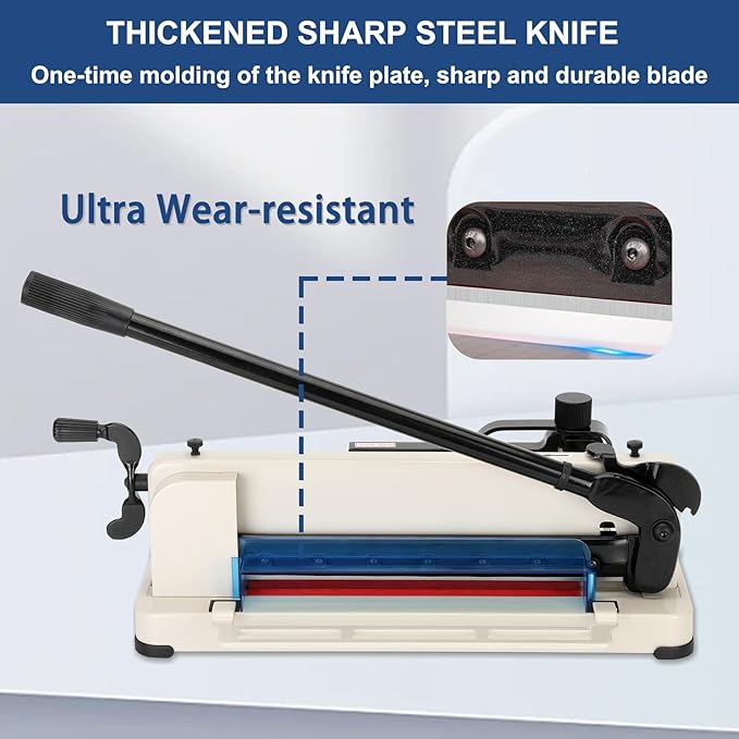 12 Inch Heavy Duty Paper Cutter,Guillotine Paper Cutter Heavy Duty for A4 Paper,Stack Paper Trimmer 400 Sheet Capacity,White A4 Guillotina para Papel for Office Home School.-DeskLoop Office