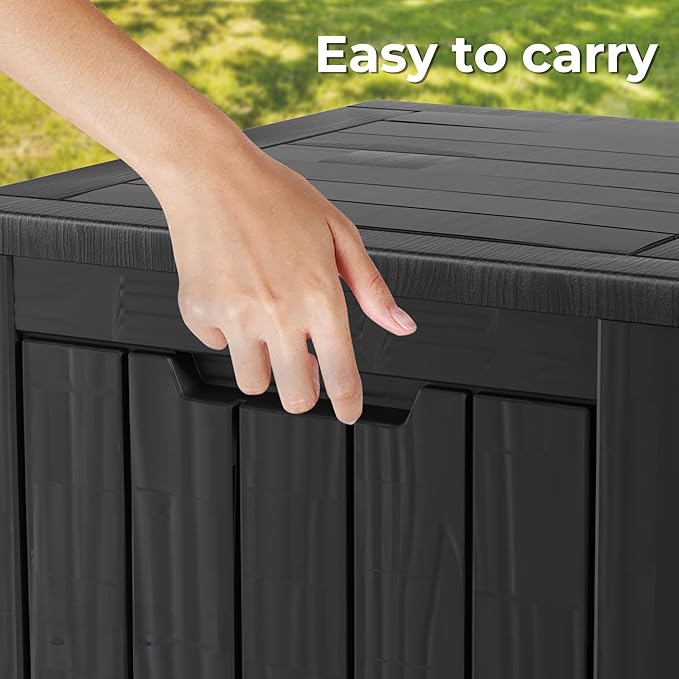 35 Gallon Outdoor Storage Box Waterproof Lockable Resin Deck Box Large, Patio Storage Bin for Pool Accessories Cushion Furniture, Garden Tools, UV-Resistant Outside Delivery Black-DeskLoop Office