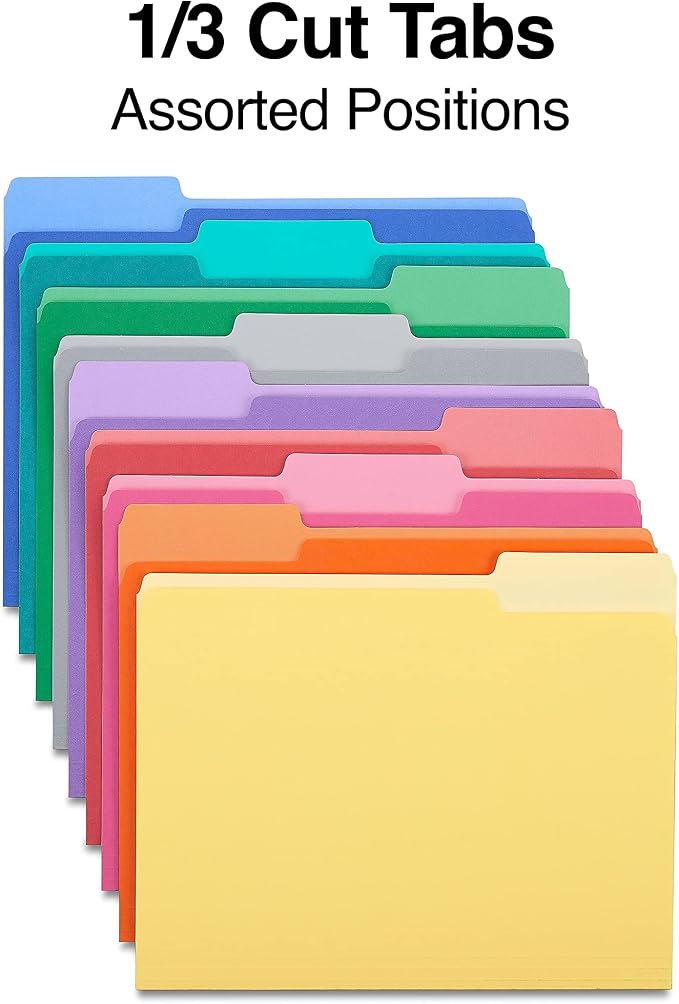 Staples File Folder, Letter Size, 1/3‑Cut Tabs, Durable Paper Stock, 500/Carton - Image 3