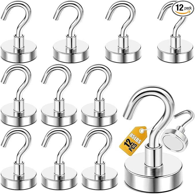 DIYMAG Magnetic Hooks, 85 LB Silver Heavy Duty Strong Magnet by DIYMAG