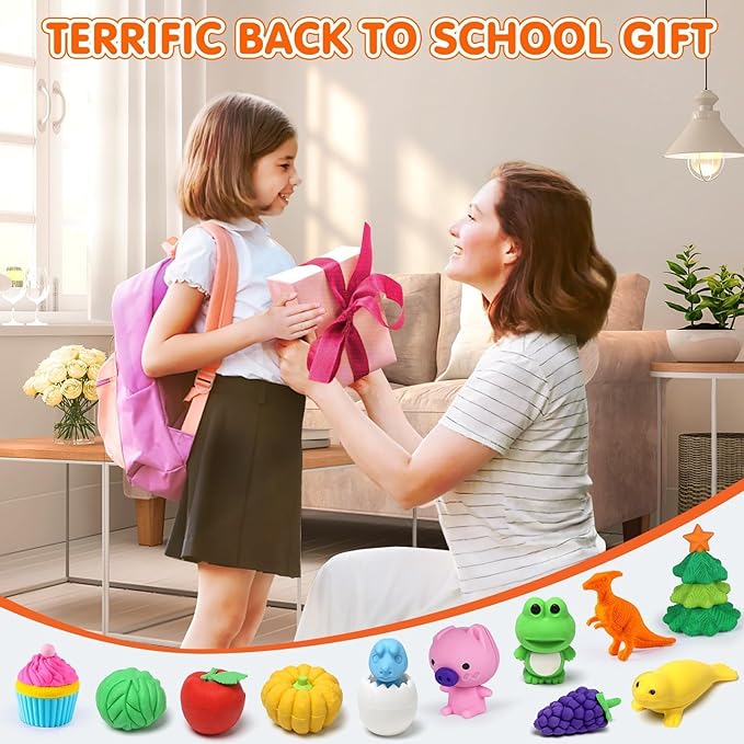 40 Pcs Animal Erasers Desk Pet for Kids 3D Puzzle Pencil Eraser Treasure Box Toy for Classroom School Prize Kids Party Favors Back to School Supplies Easter Egg Fillers Goodie Bag Stuffers Gift-DeskLoop Office