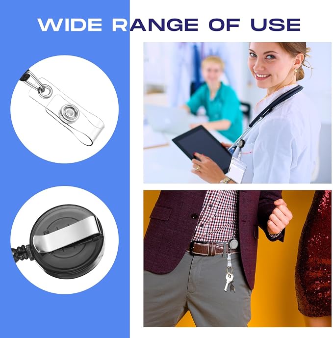 Zonon 100 Pcs Retractable Badge Reel Clips ID Card Holder Reel - Image 4