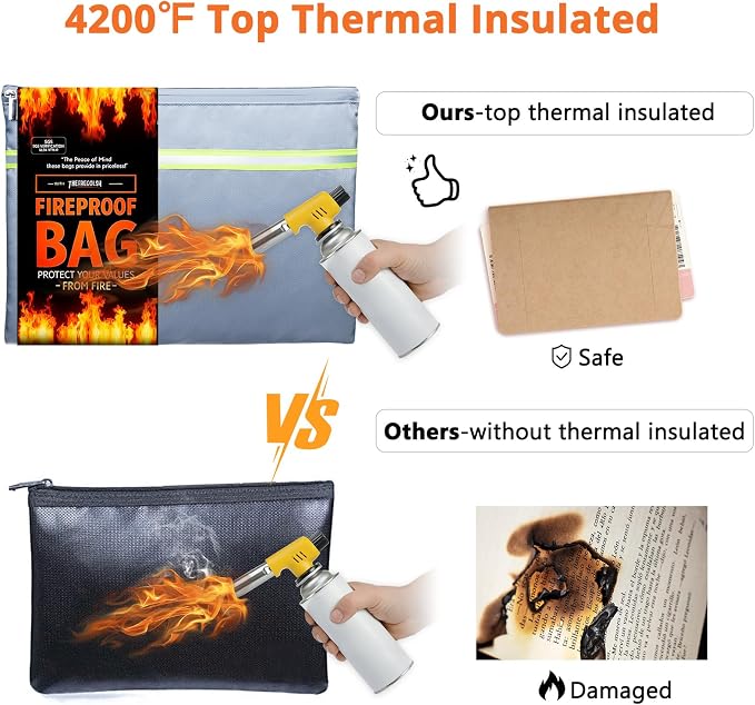 Fireproof Document Bag – 3 Pack Fireproof & Water- proof Document Organizer | - Image 4