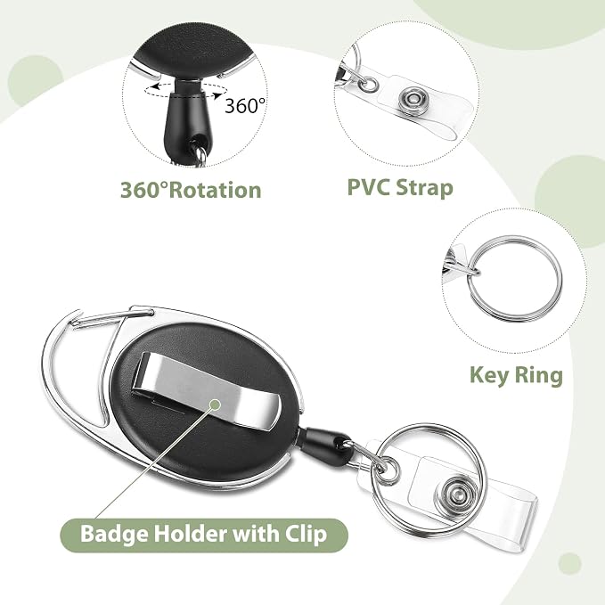2 Pack ID Badge Holder with Badge Reels Retractable Clip Heavy Duty Vertical - Image 4