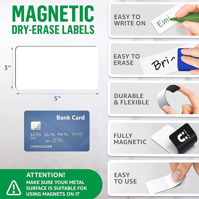 32 Pack Dry Erase Magnetic Labels 3x5 in - Image 2