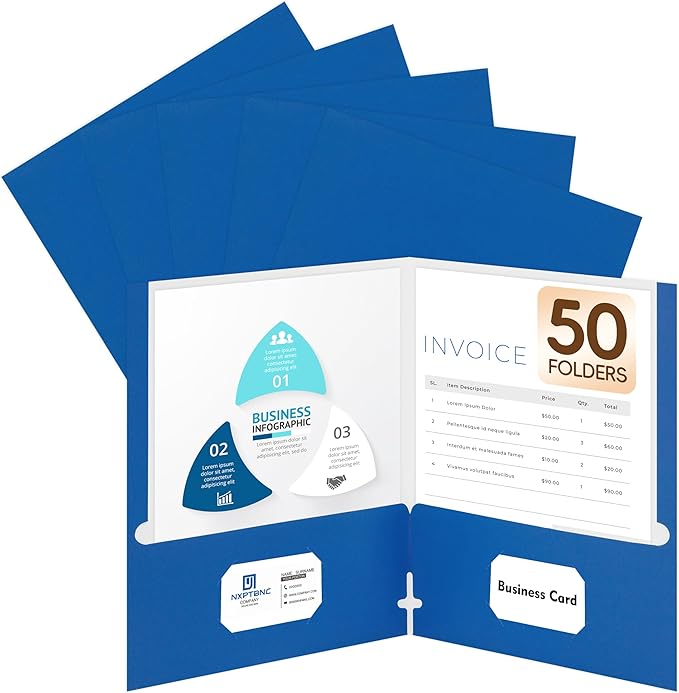50 Packs Two Pocket Folders, Two Pocket File Folders by Unknown