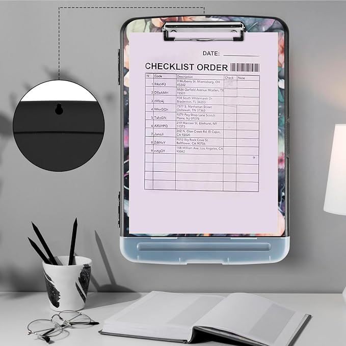 Clipboard with Storage, Heavy Duty Plastic Storage Clipboard with Low Profile - Image 4
