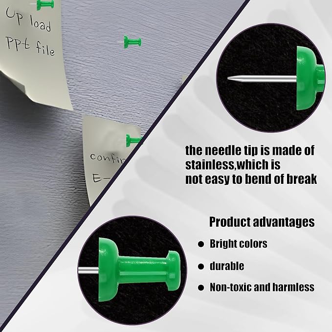 VAPKER Push Pins Tacks 120Pcs Medium Green Thumb Tacks Larger Size Pin Map - Image 3