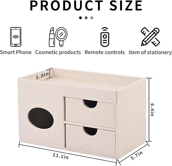 Square Tissue Box Cover with Drawers, Tissue Box Holder with Storage Tray - Image 4