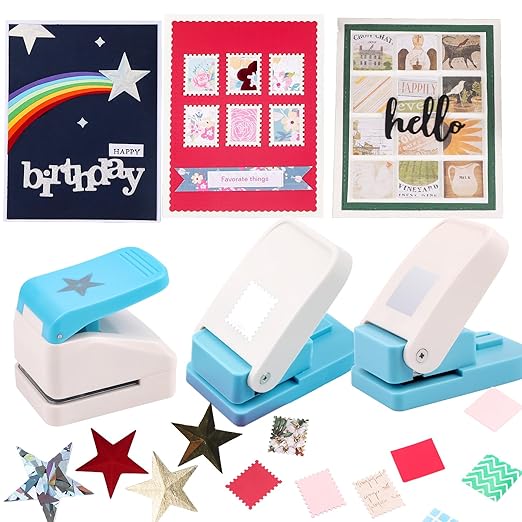 BAOFALI3Pcs Stamp Paper Punch Set |Stamp Punch1x0.8inch | Square Punch1X1 by BAOFALI