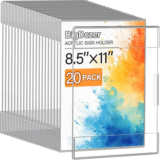 20 Pcs Acrylic Sign Holder 8.5 x 11, Dual-Purpose Wall Mount Sign Holders by Unknown