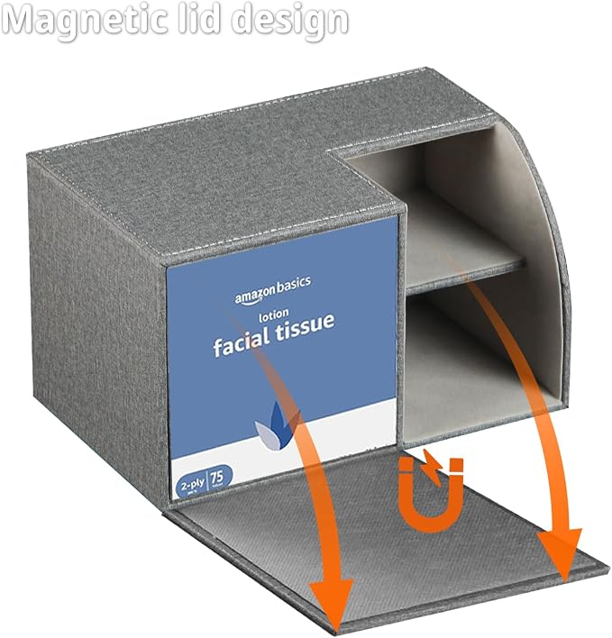 Square Tissue Box Cover with Storage, PU Leather Cube Tissue Box Holder - Image 4