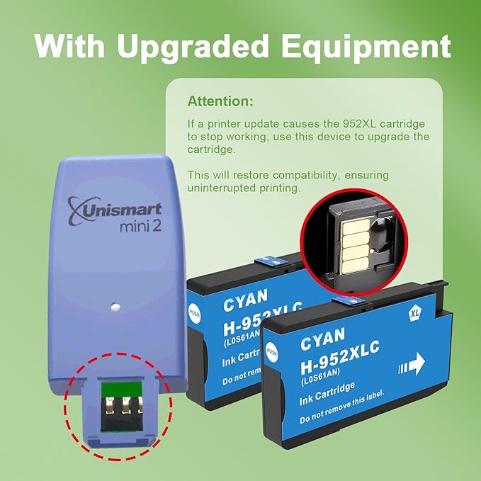 952XL Cyan Ink Cartridges with Upgrade Device Replacement for HP 952 XL Combo Pack for HP Officejet Pro 7740 8720 8710 8210 8715 8740 8702 8730 8725 Printers (952XL Cyan High-Yield 2 Packs)-DeskLoop Office