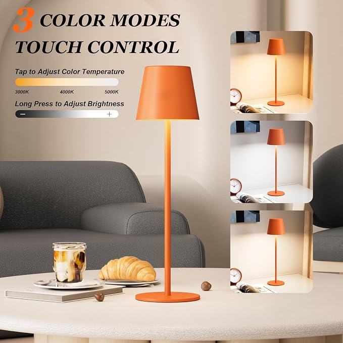 Kakanuo Cordless Table Lamp Rechargeable Orange - Image 2
