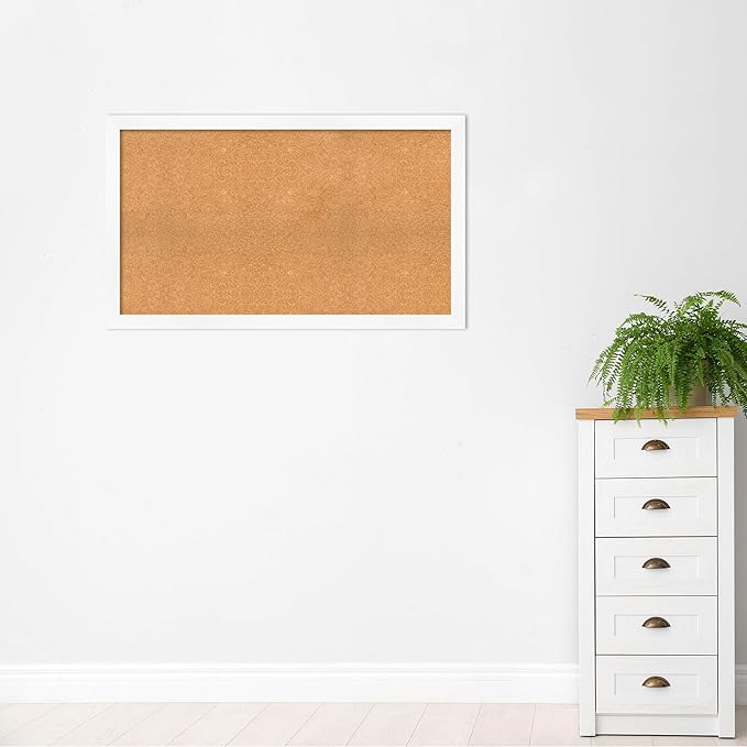 Amanti Art Natural Cork Board for Wall, 29x49 Vision Board with White Frame, Oversize Corkboard Office Decor for Home Organization, Modern Corkboard Pinboard to Display Items for Home Organization in-DeskLoop Office