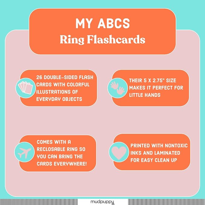 Mudpuppy My ABC's — Ring Flashcards 26 Durable Double Sided Alphabet Cards And - Image 7