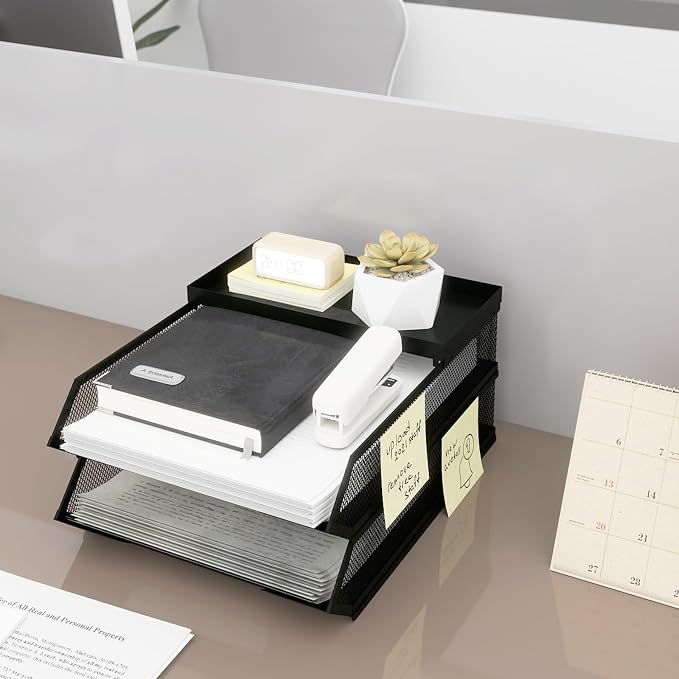 Natwind 2-Tier Stackable Metal Mesh Paper Organizer - Image 8