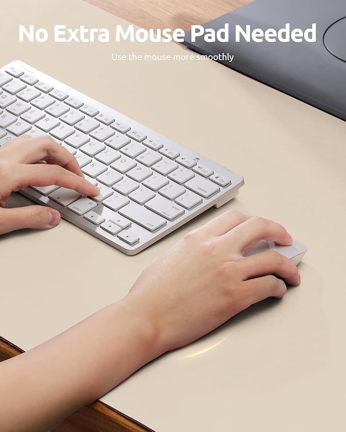 YSAGi Leather Desk Protector, Office Mat, Large Mouse Mat, Non-Slip PU Leather Blotter, Laptop Desk, Waterproof Writing Pad for Office and Home (Eggshell, 35.4" x 17")-DeskLoop Office