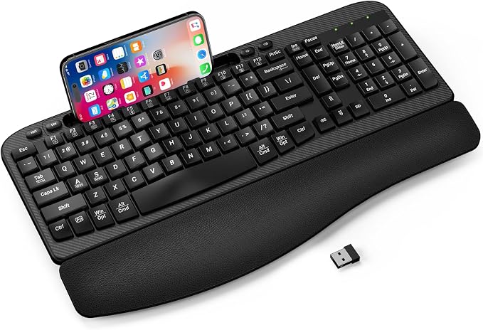 EAYBLLY 2.4G Wireless Ergonomic Keyboard, Full Size Wave Keys by Unknown