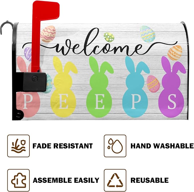 farg Welcome Easter Mailbox Cover Magnetic Standard Size Easter Cute Bunny - Image 4
