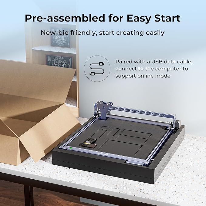 Creality Falcon 10W Laser Engraver Machine with Honeycomb Laser Bed 500x500, 10000mm/min, 0.06mm Laser Cutter for Wood, Acrylic, and Metal, Easy Setup, Ready to Work Out of The Box-DeskLoop Office
