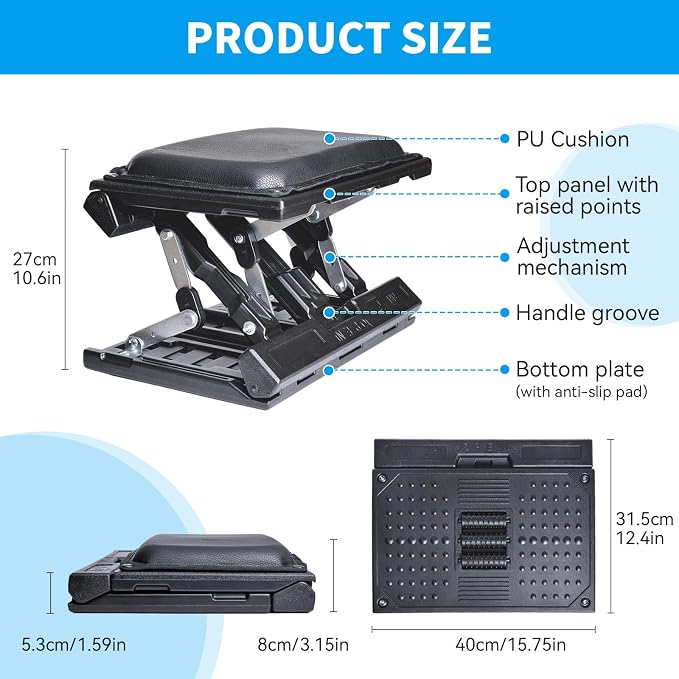 Scalebeard Foot Rest for Under Desk at Work, Height Adjustable Infinite Angle - Image 5