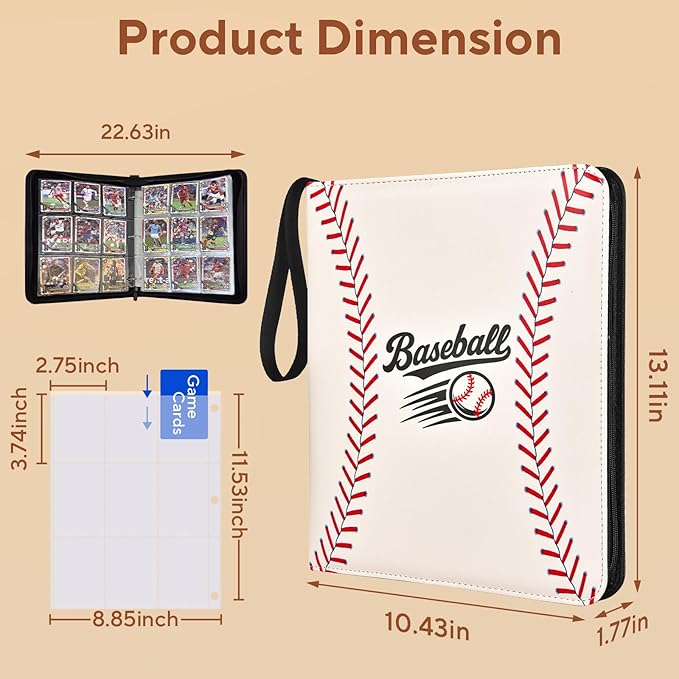 Baseball Card Binder 9 Pocket, 1080 Pockets Trading Card Binder - Image 6