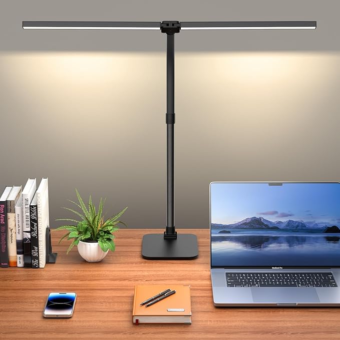 Desk Lamp Architect Task Dual Head Modern Flexible Gooseneck Tall Dimmable Light for Home Office, 5 Color Modes,Remote Control, 1500lm 24W Extra Bright Lighting-DeskLoop Office