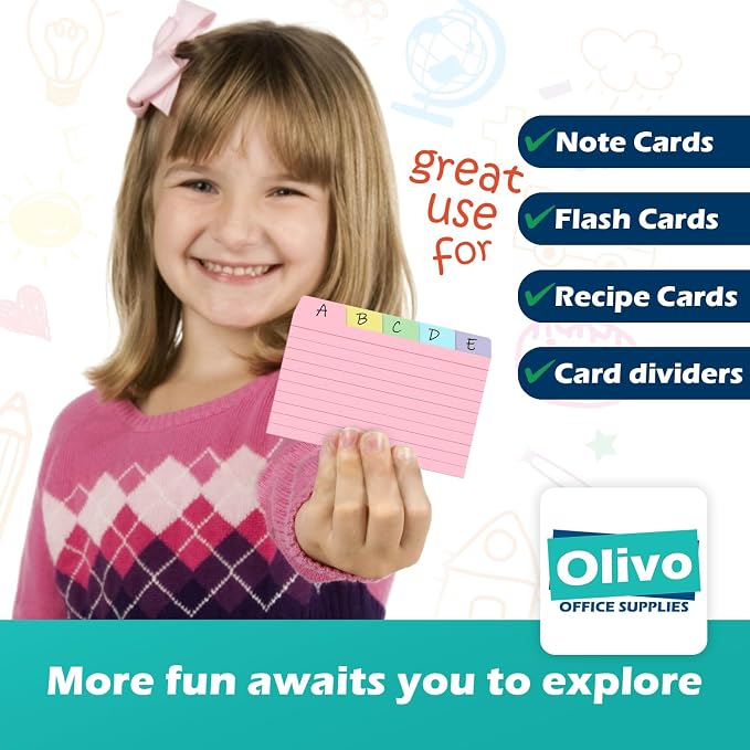 100 Pack Tabbed Index Cards 3x5 Lined Index Card Dividers - Image 7