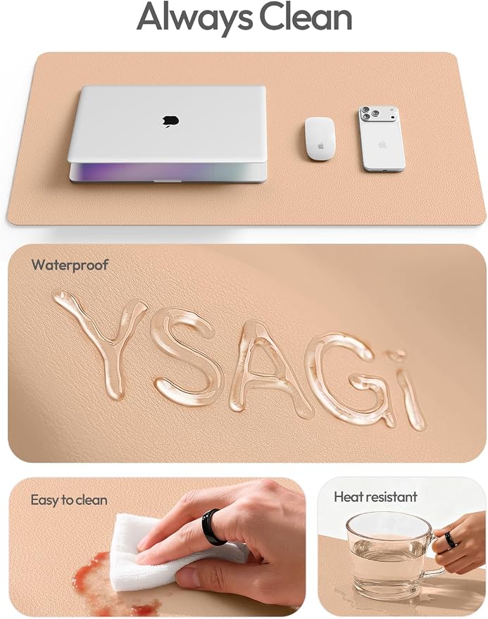 YSAGi Leather Desk Protector, Office Mat, Large Mouse Mat, Non-Slip PU Leather - Image 7
