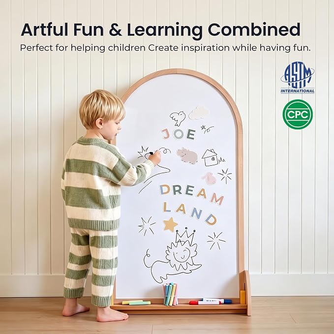 Tiny Land Kids Easel – Large 22"x40.5" Writing Area Double-Sided Magnetic - Image 3