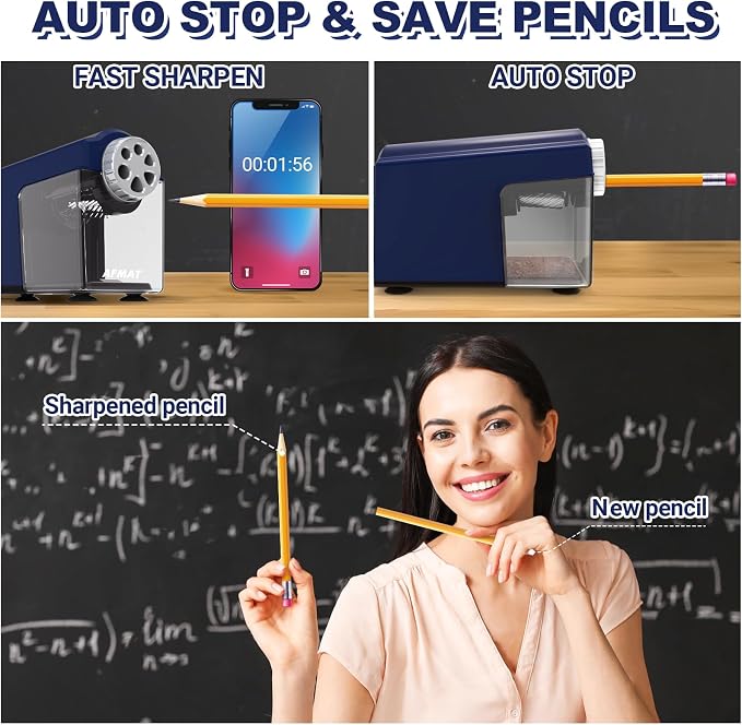 AFMAT Electric Pencil Sharpener Heavy Duty, 6-Hole Classroom Pencil Sharpener - Image 3
