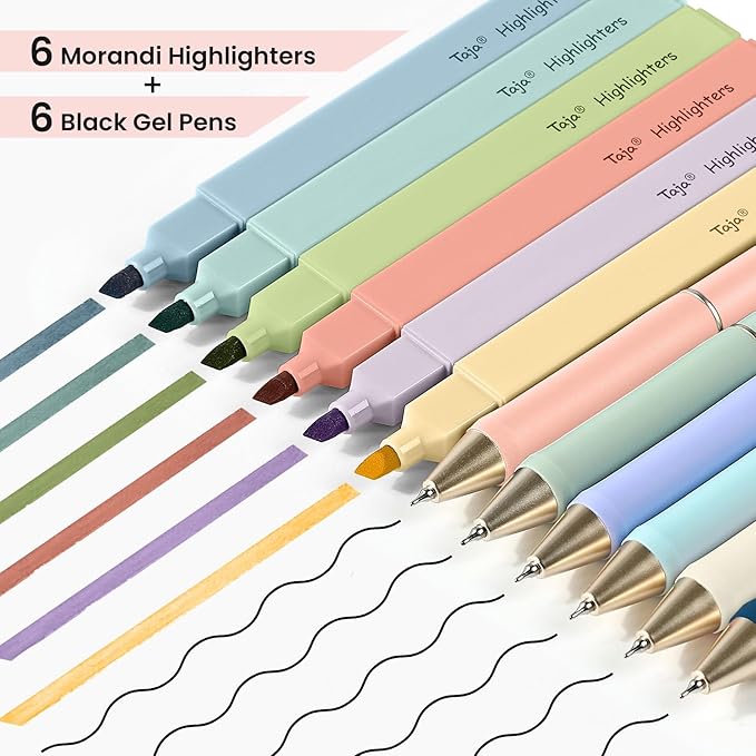 Taja 12 Pack Bible Highlighters and Pens Set No Bleed, 6 Aesthetic Pastel - Image 2