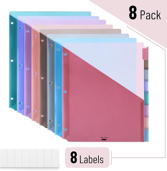 Mr. Pen- Binder Dividers with Pockets and Tabs, 8 Pack | Dividers - Image 2