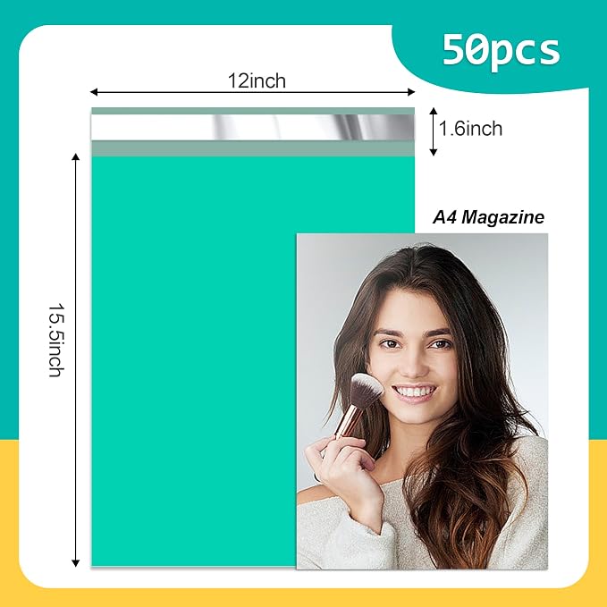 Poly Mailers 12x15.5 inch 50 Pcs, Plastic Mailing Envelopes - Image 2